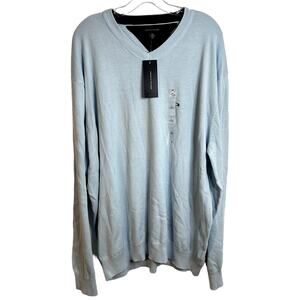 Tommy Hilfiger Mens V Neck Sweater Size XXL 2XL Baby Blue Flag Logo NWT NEW